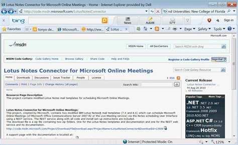 Lotus notes connector for microsoft online meetings